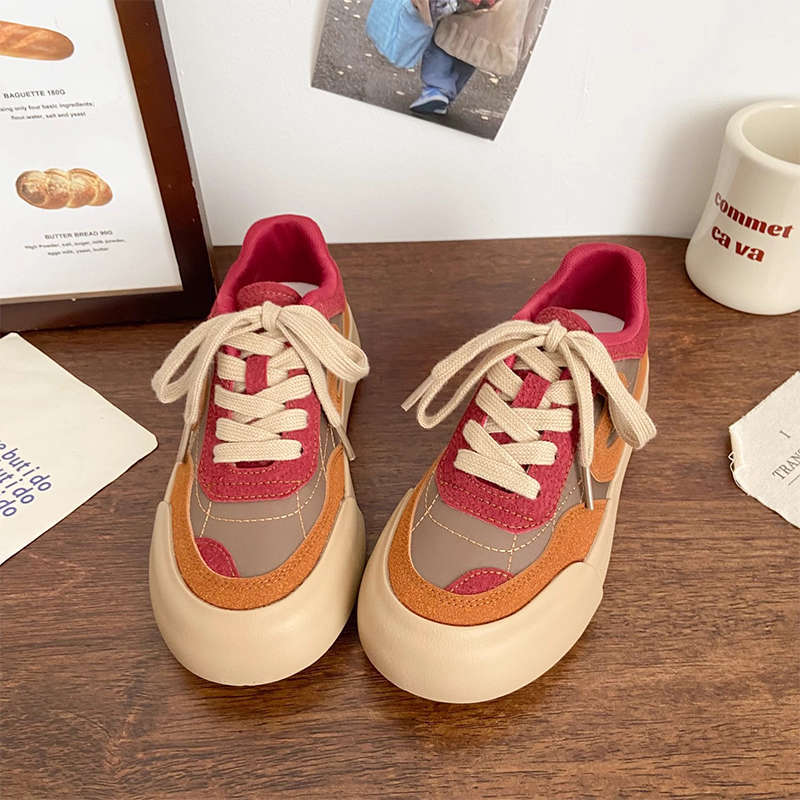 

Dexun thick baseplate shoes women s versatile autumn new chic niche Korean version of leisure student round head Forrest Gump white shoes 35 красный