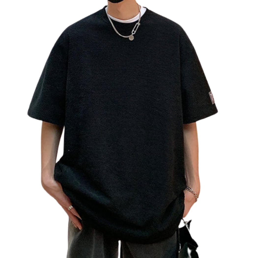 

PenBille Летняя футболка с коротким рукавом, однотонная, доступна в большом свободном размере L, мужская футболка, горловина, рукав, оверсайз, цвет, размеры, мягкая, стильная, повседневная,