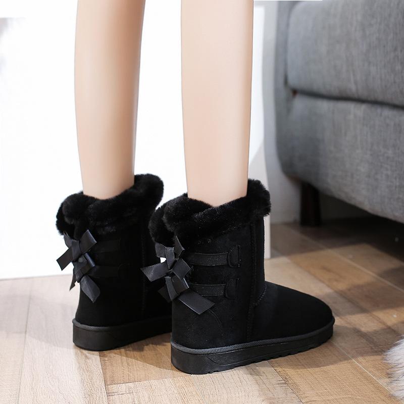 Snow Boots Women's Short Tube Plush 2025 Winter New Style of Pasted Disc Short Knot Student Women's Boots Casual and Versatile