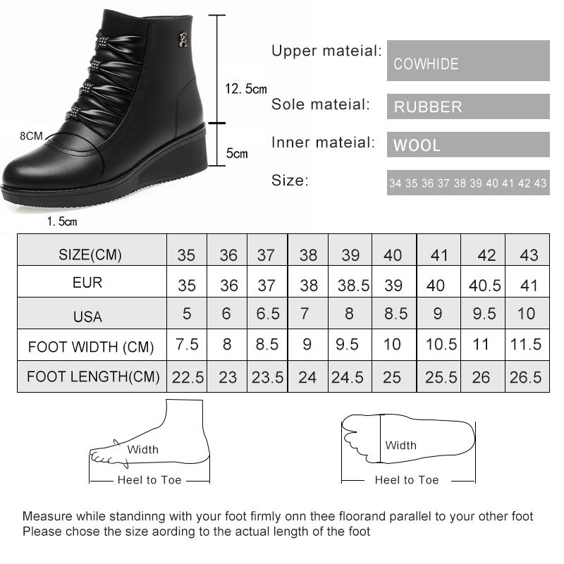 Fashion AIYUQI Mom Winter Shoes Boots Wedge 2025 New Genuine Leather Women Snow Boots Round Toe Casual Chunky Warm Ladies Short Boots