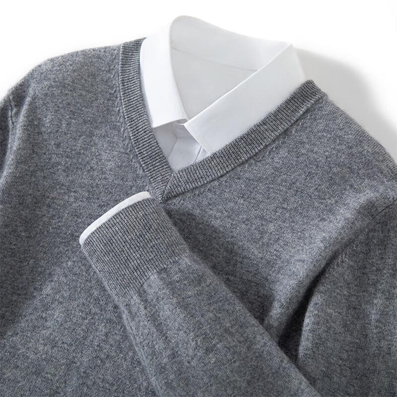 Fanzhen Men's V-Neck Cashmere Blend Sweater