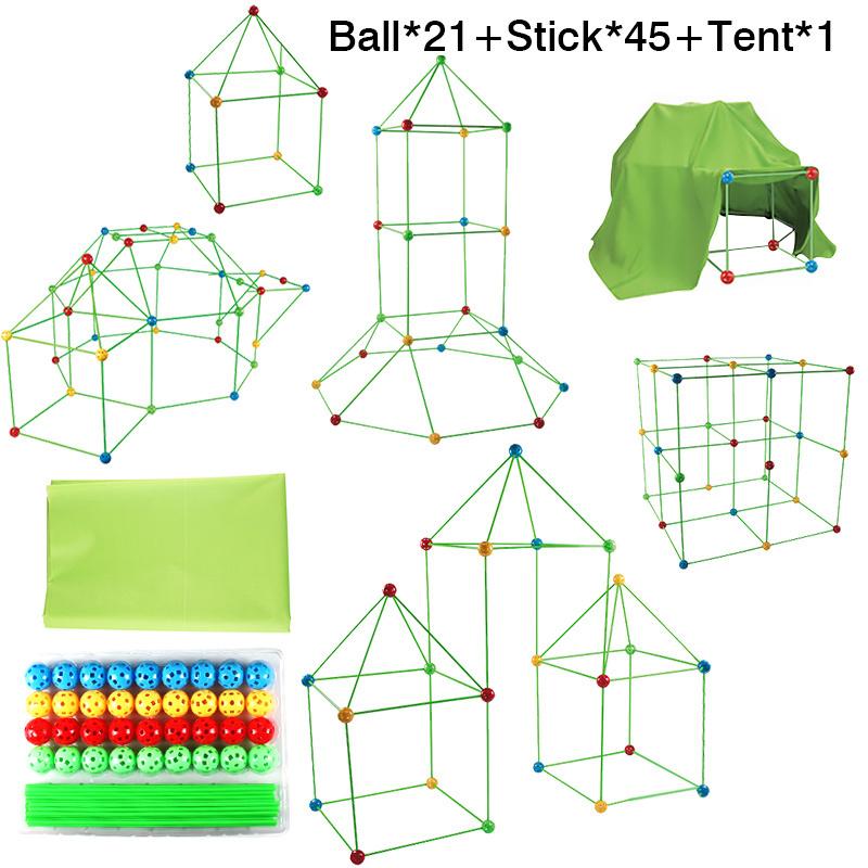 New Creative Fort Building Blocks Indoor Tent Brick Kit Children's Diy Ball Games Educational Toys For Children