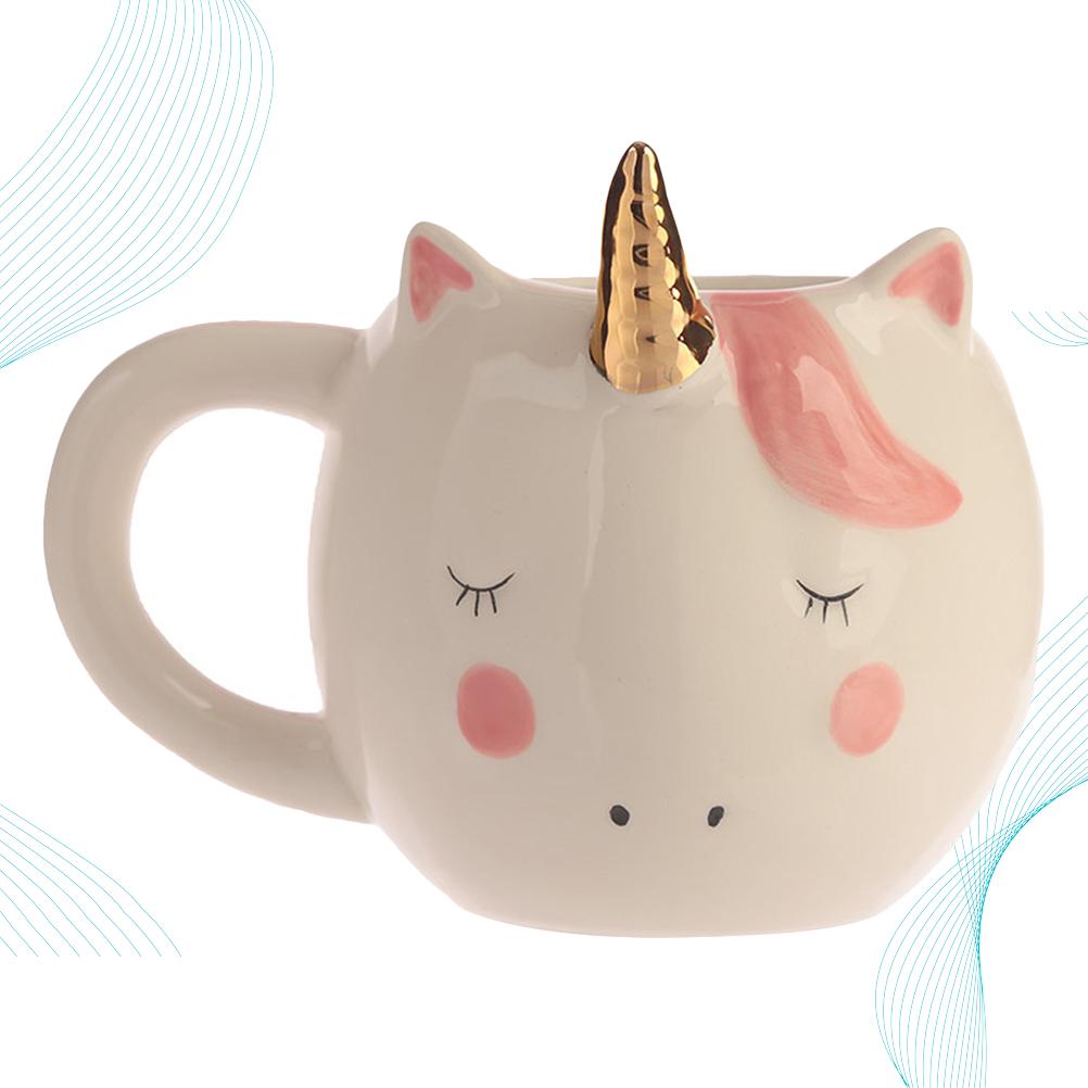 Stilvolle Einhorn Keramik Teetasse Becher Gesättigte Farbe Glatte Oberfläche für Zuhause Büro Kaffeestube Deko Keramiktasse