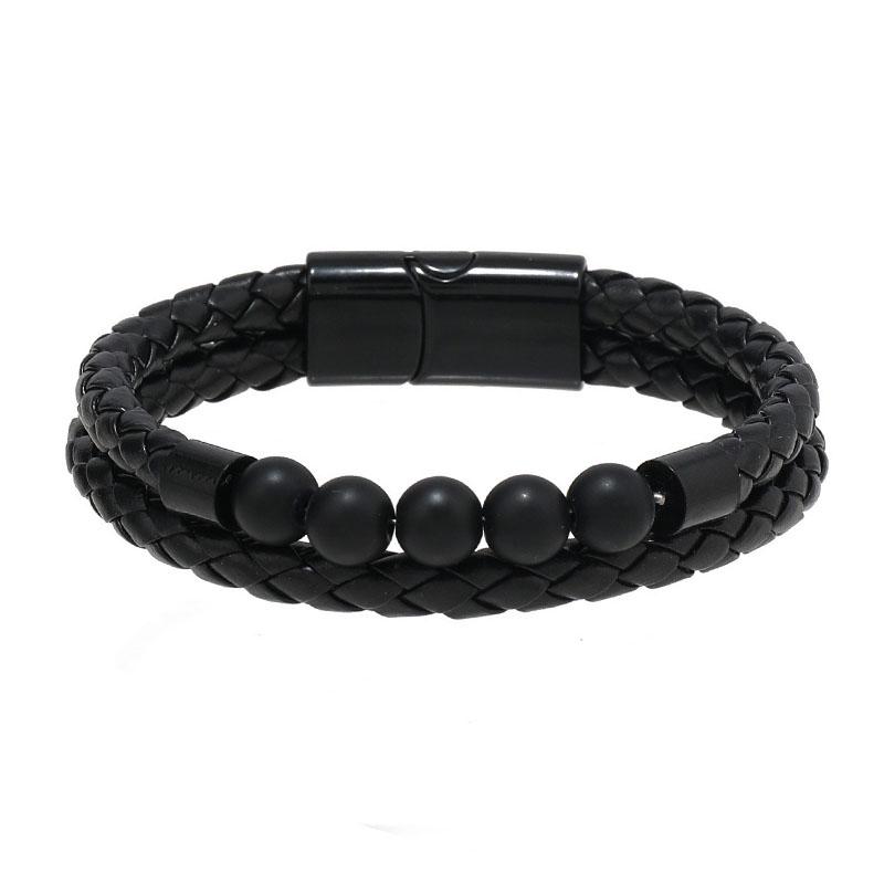 Tiger Eye Stone Beads Cuff Bangle Men's Bracelets OL Style Male Wrist Gift New Multilayer Woven Leather Bracelet for Men