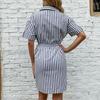 Summer Women's Design Short Shirt Striped Dress