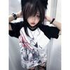 Y2k Aesthetic Casual T-shirt Women Gothic Anime Cartoon Print Loose Graphic T Shirts 2024 Japanese Fairy Harajuku Grunge Tops
