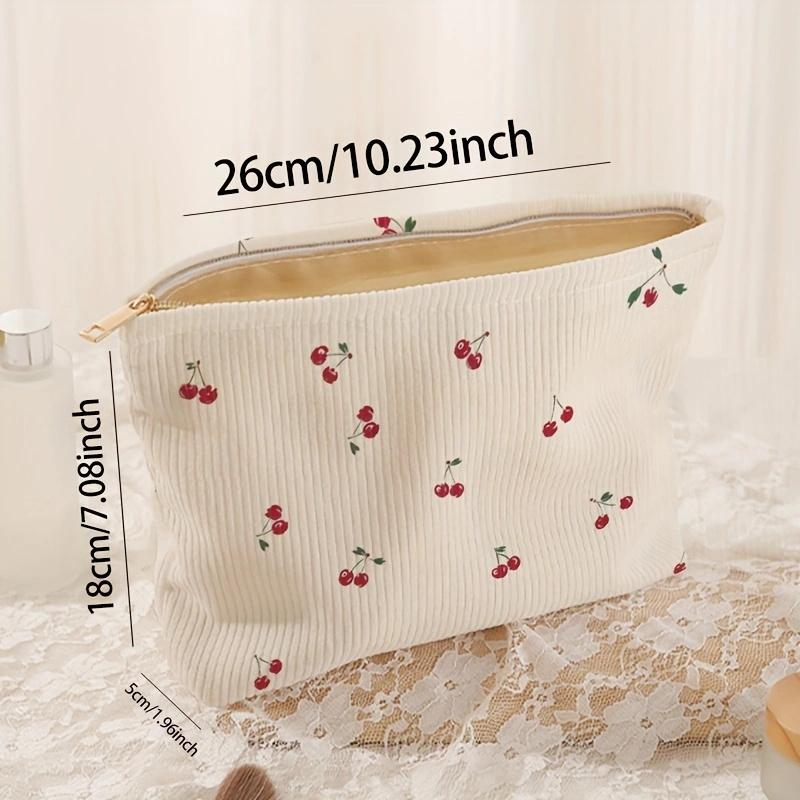 Portable Cosmetics Storage Bag Make Up Organizer Cherry Pattern Makeup Bag with Zipper Large Capacity Makeup Kit Organizer Bag