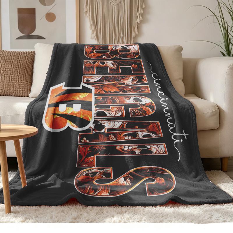 Cincinnati Bengals Soft and comfortable flannel Suitable for sofas living rooms outdoor camping travel and also makes a great anniversary gif