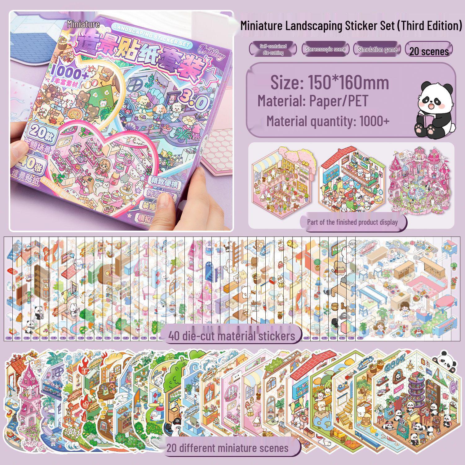 

3D Сделай сам Миниатюрная сцена Книга: Детские ландшафтные наклейки для девочек