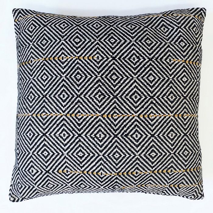Cotton Cushion 45x45 Cm MACRAME Black, by Soleil d'Ocre