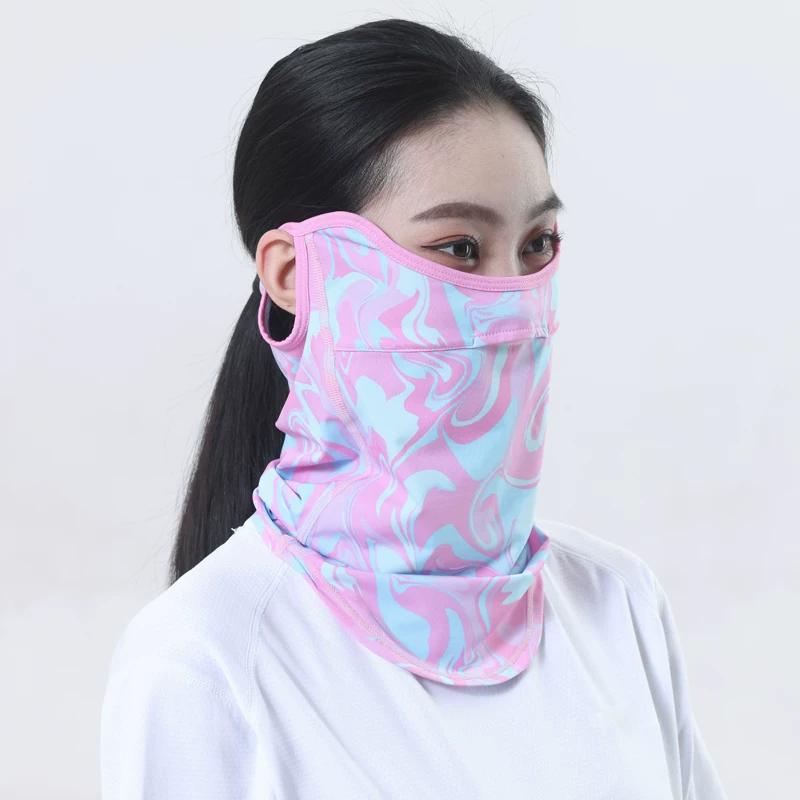 Summer Sun Protection Mask Cycling Headscarf UV Protection Ear Hanging Face Care Kini Running Mountaineering Face Towel Ice Silk Scarf