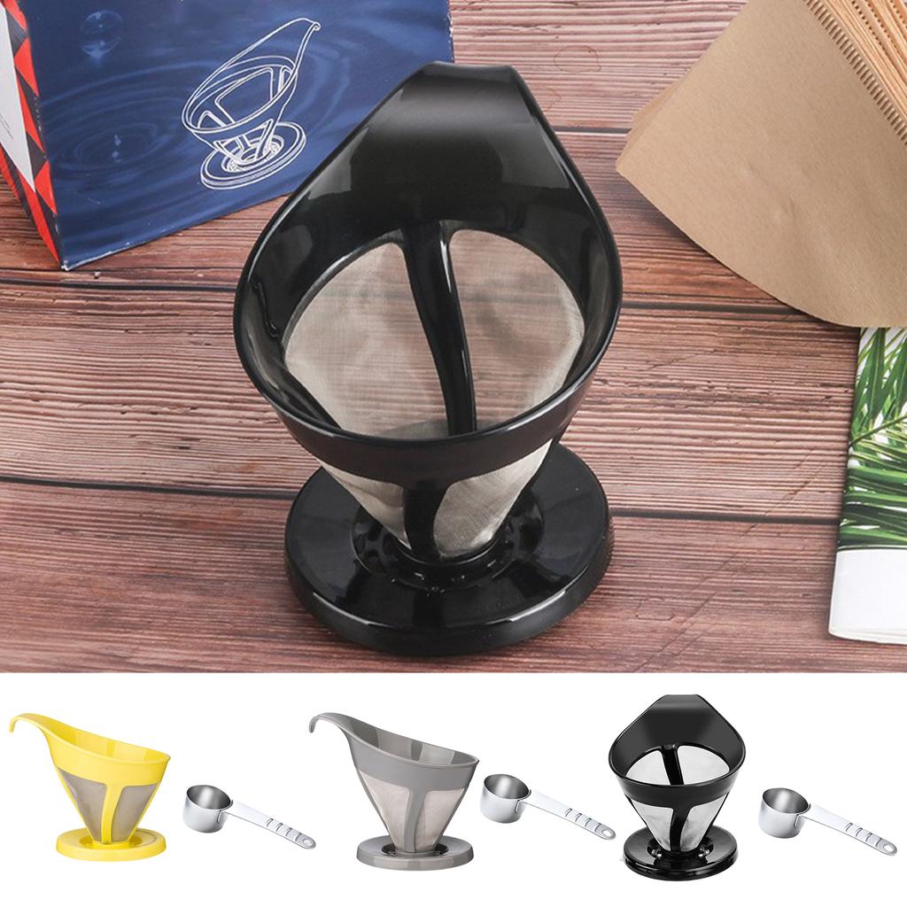 Stainless Steel Coffee Filter Set with HLB18 Measuring Spoon Meshs Filter Funnel Coffee Funnel Suitable for Coffee