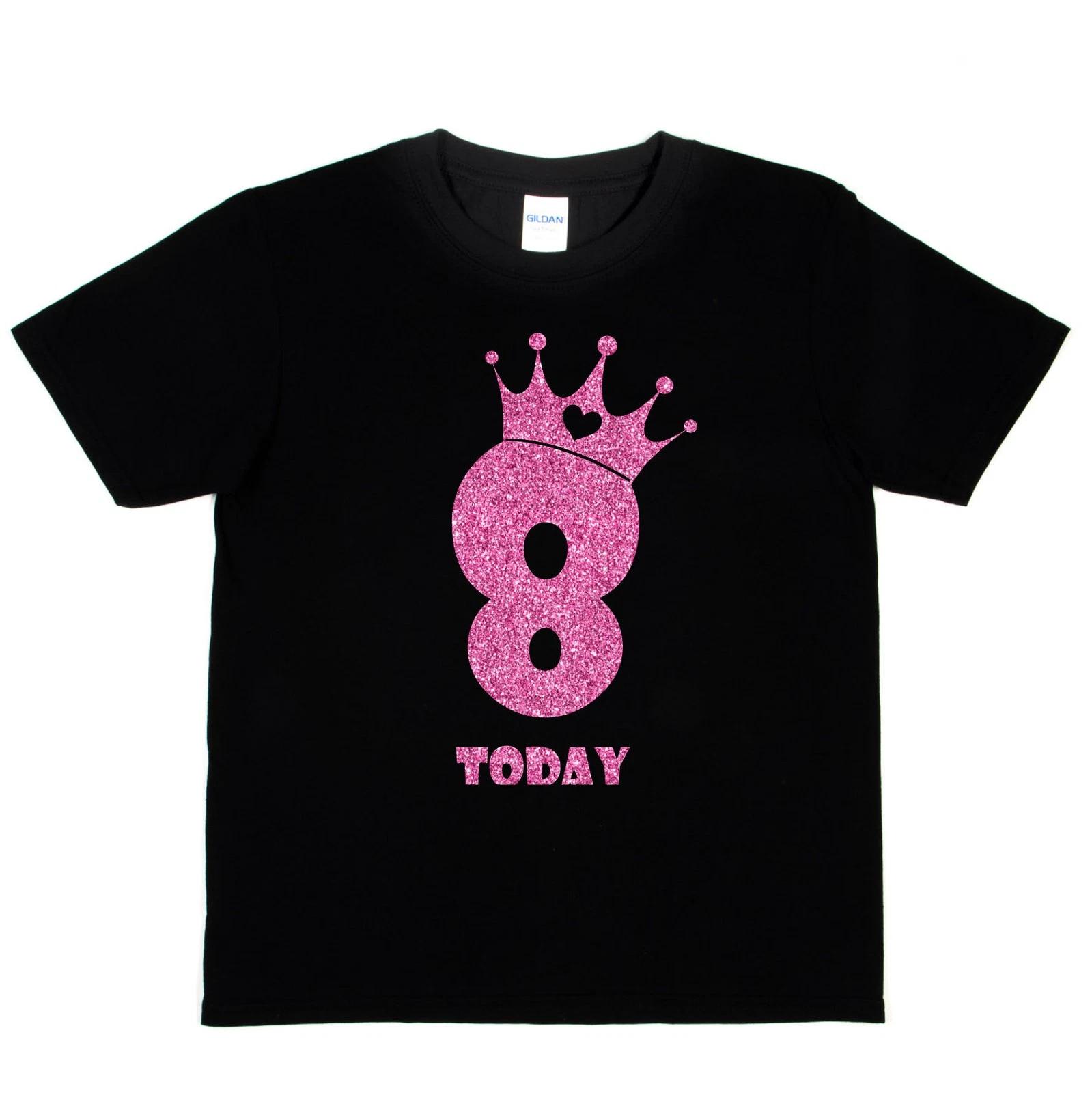 

День Рождения Дети 8 Сегодня Возраст 8 В Розовых Блестках С Днем Рождения Подарок Детская Футболка 3XL