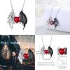 Pendant Feminine Heart Necklace With Angel Wing And Demon Design Daily For