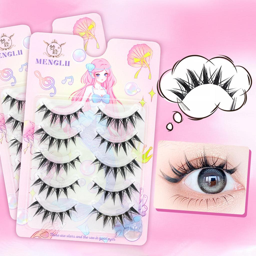 5 Pair Wild Cosplay Manga Lashes DIY Anime Full Strip Doll Lashes Perfect for Girls Night Out Eye Makeup