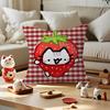 Cute Strawberry Cat   Personalized Pillow Cover Kids Bedroom Wild Party Decor Pillowcase kid Birthday shower Gift
