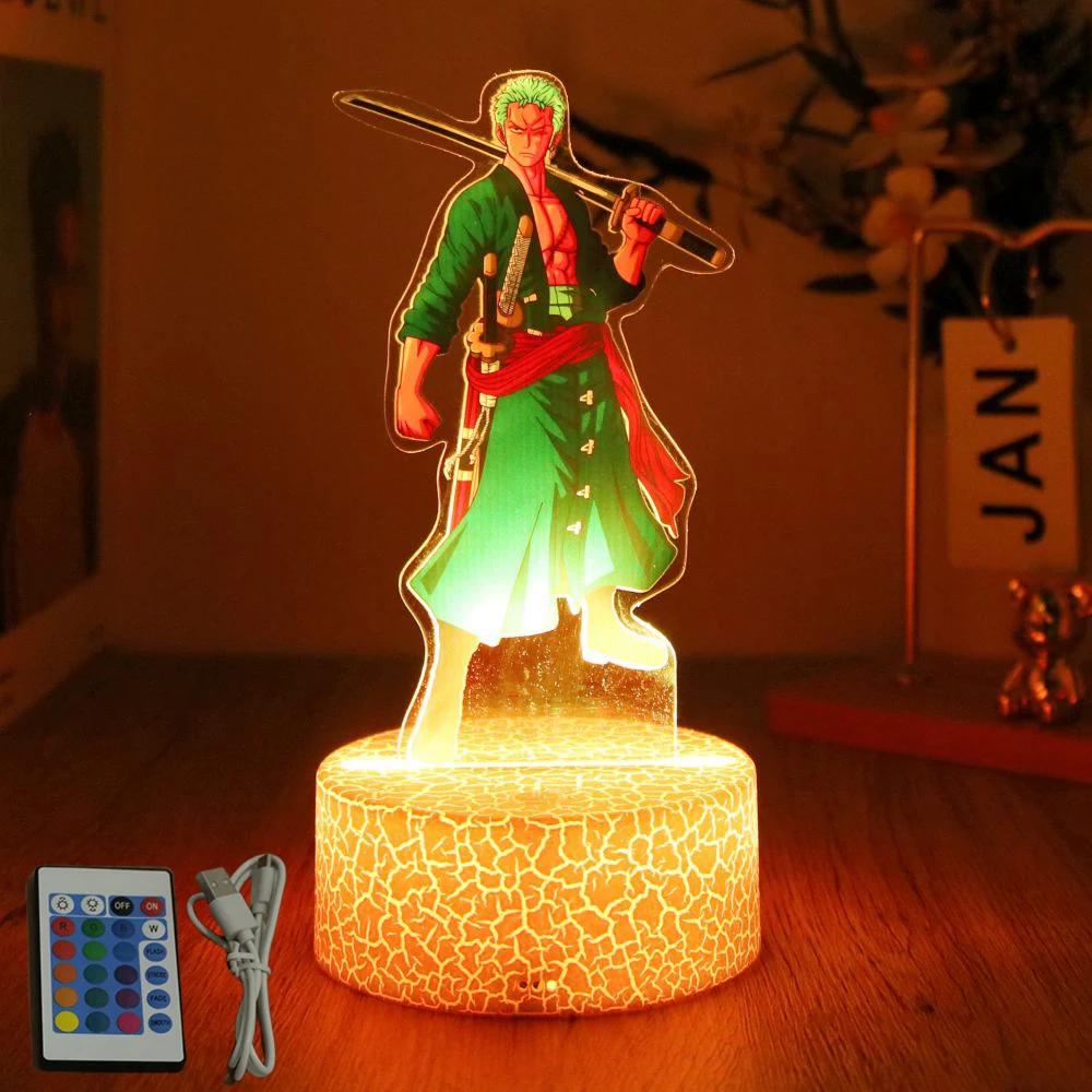 Actionfigur One Piece Luffy Zoro Anime Figuren 3D Lampe PVC Action Sammlermodell Spielzeug LED Nachtlicht Kinder Weihnachtsgeschenk