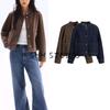New Fall Women's Clothing French Style Stand Collar Profile Diagonal Cloth Button Cardigan Short Coat 1282397