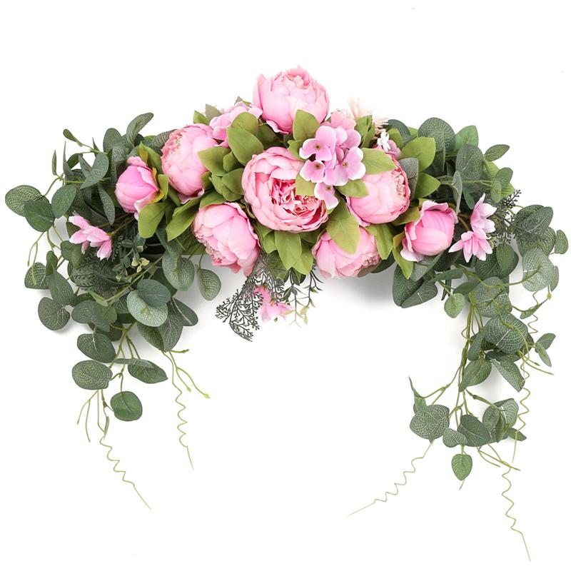 Sztuczne kwiaty wieniec piwonii ręcznie robiona girlanda do lustra domu wesele drzwi nadproża dekoracji