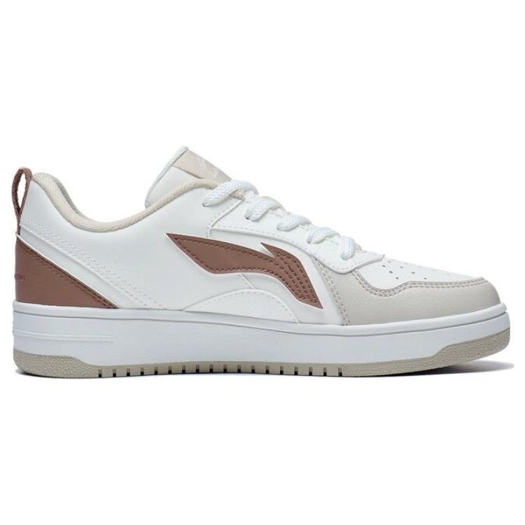Li Ning Casual Versatile Non-Slip Wear-Resistant Low-Top Skate Shoes Women sneaker White Gray Brown AGCT342-3