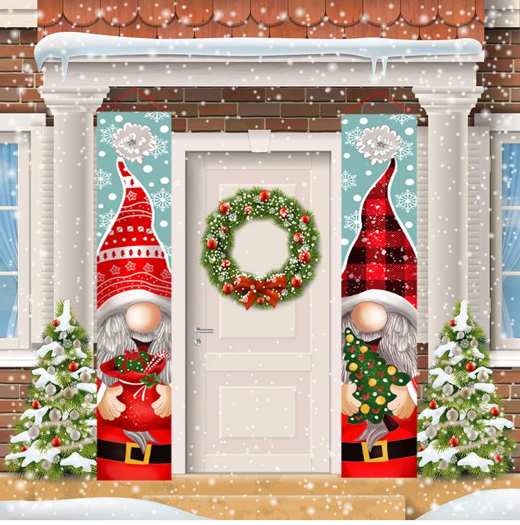 Cross-border new Christmas decorative door curtain creative cartoon faceless old man decoration couplet hanging flag crowning Christmas