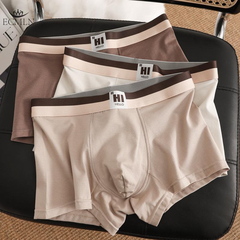 4 PCS Solid Color Men's Underwear Comfortable Breathable Boxer Briefs Soft Skin-friendly Boxer Briefs Mid-Waist Youth Shorts L-3XL