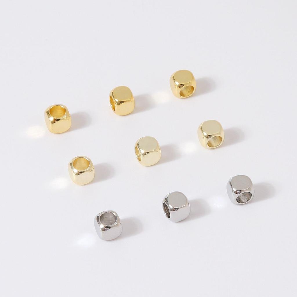 14K and 18K Gold Plated Faceted Square Beads for DIY Bracelets and Necklaces