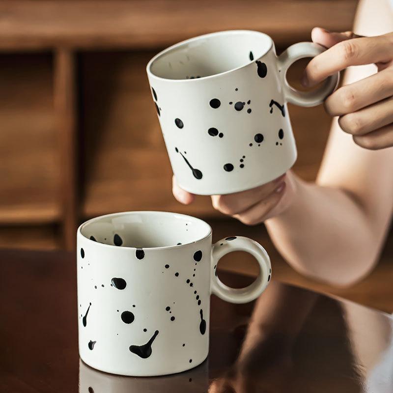 Creative Splashing Ink Ceramic Mug Household Water Cup Restaurant Large Capacity Coffee Cup Office Cup Tea Cup