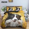 Cute Dog Bedding Set Microfiber 3D Pet Puppy Duvet Cover Animal Theme Quilt Cover Single Queen King For Child Boys Girls Bedroom