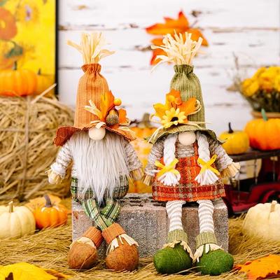 Decoraciones de Acción de Gracias Hoja de Arce Colgante Niños y Niñas Colgante Paja Espantapájaros Juguetes Espantapájaros Decorativo Gnomo Juguetes de Peluche