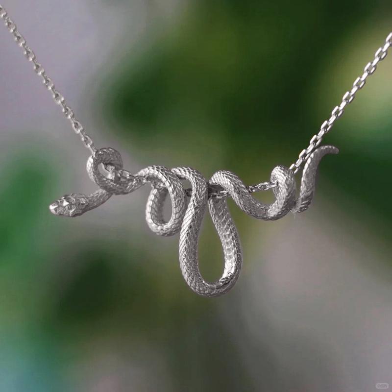 Hip Hop Punk Winding Snake Charm Necklaces For Women Men Animal Jewelry Accessories