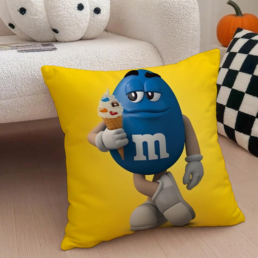 Cute Colorful American Brand MMMs Cushion Cover Throw Pillow Cover Hidden Button Durable Polyester Chair Cushion