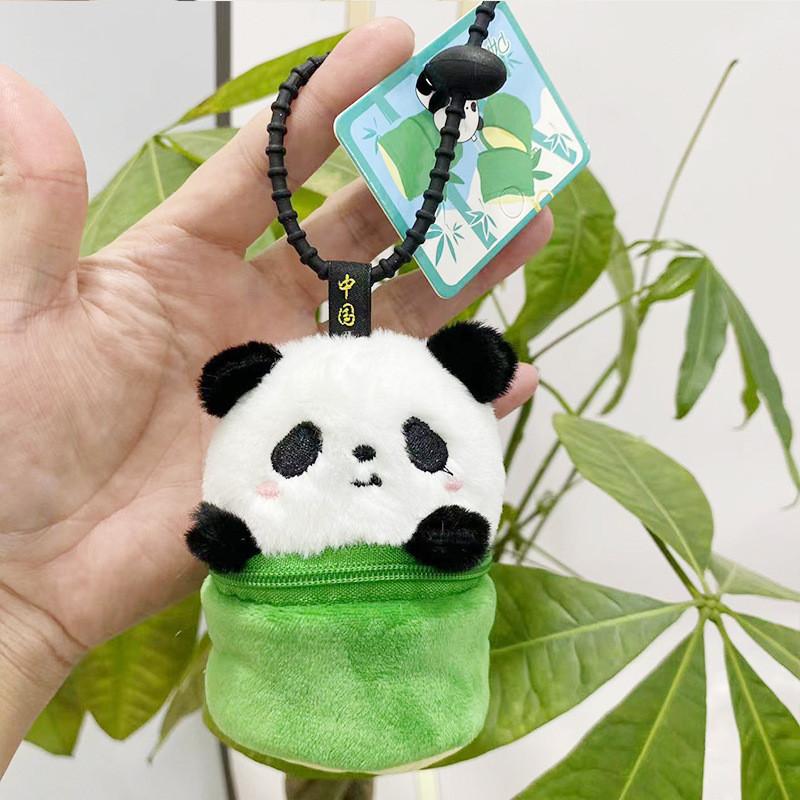 Adorable Panda And Capybara Earphone Case Keychain Plush With Coin Purse And Toy