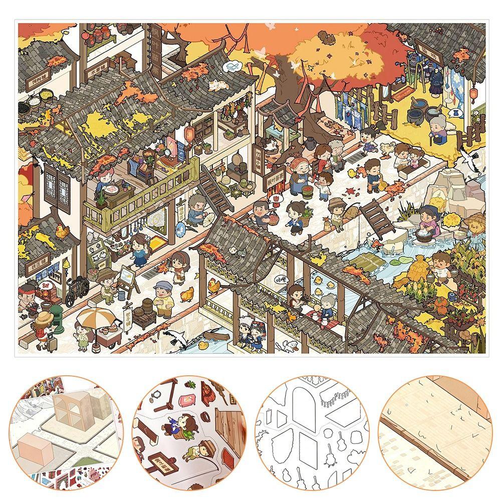 Kawaii Design Landscape Sticker Special Economic Zone DIY Design DIY Pocket Scene Festival Theme 3D City Sticker