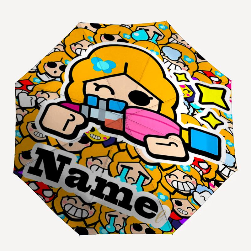 Personalized Name B-Brawl Stars Print Umbrella - Automatic Open/Close, Eight-Rib Durable Frame, Automatic Folding Umbrella