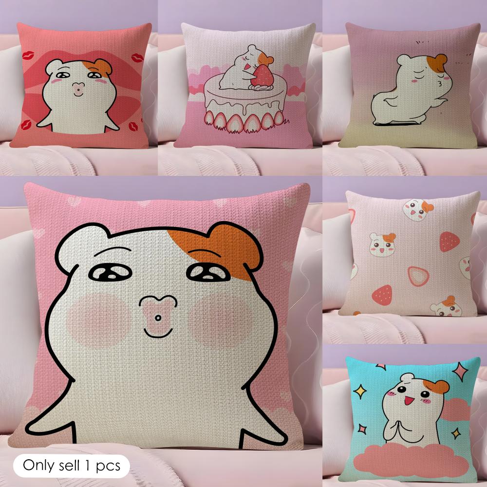 Cute E-Ebichus Cushion Cover Natural Linen Organic Fabric Double-Sided Printing Sofa Home Decor Gift Pillow Cover