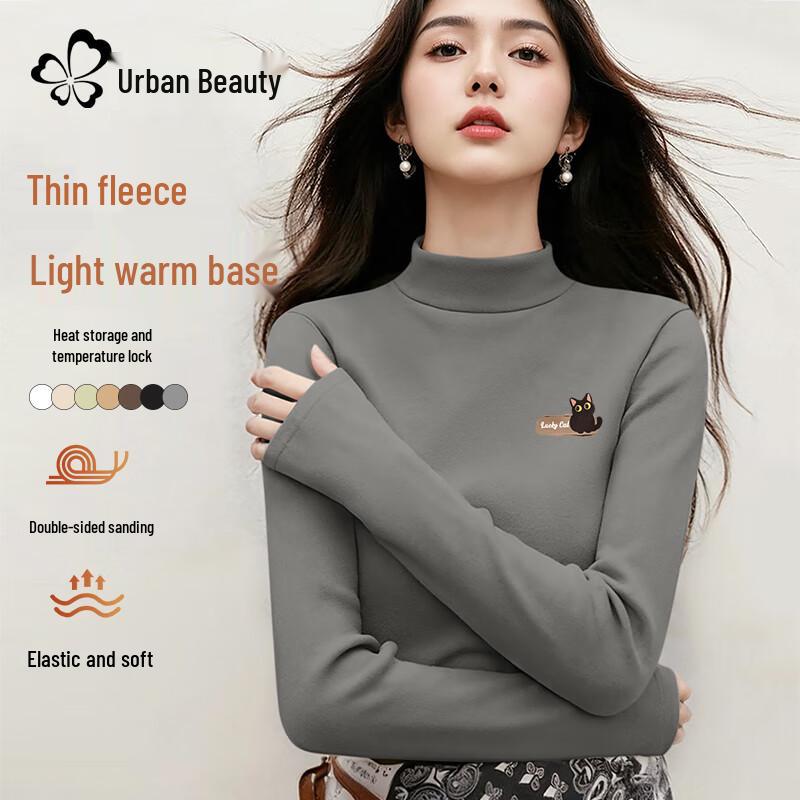 Women s Fleece Lined Half-High Collar Long Sleeve Thermal Top 2XL