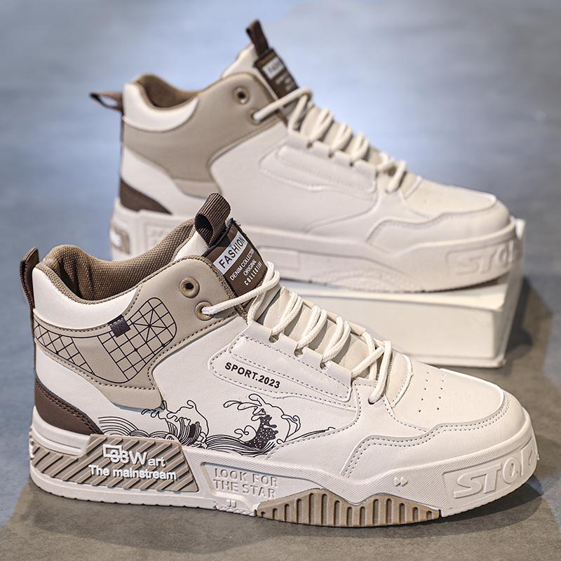 New Shoes for Men High-top Black Casual Male Sneakers New Tenis Shoes Trend Men's Casual Leather Shoes Off White Shoes