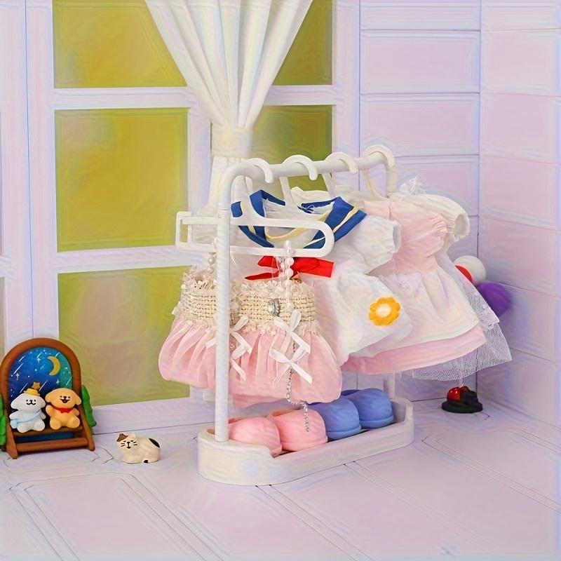 Handicrafts Doll Clothing and Shoe Storage Rack Set 1 Display Cabinet+6 Hooks Doll Collector Rotating Storage Rack