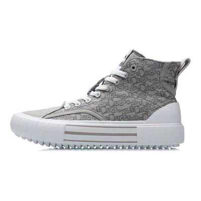 Li Ning Trendy Casual Non-Slip Wear-Resistant Quick-Dry Lightweight High-Top Skate Shoes Women Sneaker Frost-Gray AGCR180-1