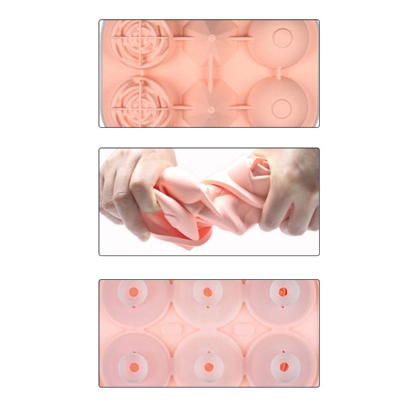 Food Grade Ice Ball Maker Rose Diamantine Sphere Design Ice Mould Nonstick Silicone Tray For Chilling Drink