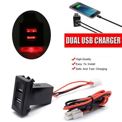 2.1A USB Car Dual USB Port Charger Socket Light Built-In Socket For Transport T4
