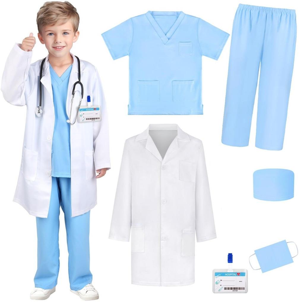 Children Doctor Role Play Set White Coat Nurse Costume Dress Up Pretend Play Toy