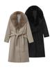 Cappotto da donna in misto lana con colletto in ecopelliccia - Giacca di media lunghezza Europea & Americana Autunno/Inverno 2025