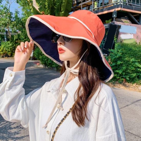 

Summer Women Fisherman Hat Big Brim Windproof Fixed Strap Double-sided Wear Sun Protection Anti-UV Breathable Portable Camping Sun Hat Cap