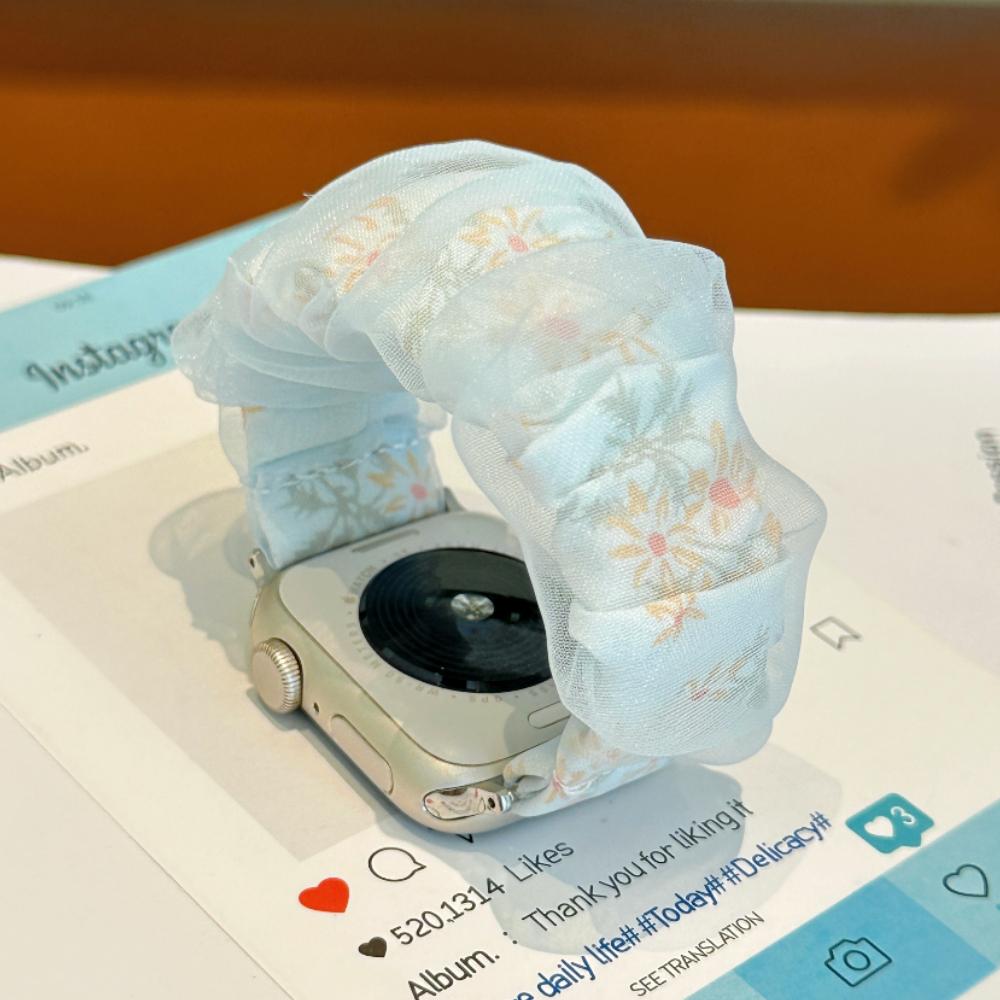 Cute Girl New mesh Elastic Strap for Apple Watch 46mm band iWatch 10 42mm Series 9 8 41mm 38mm 44mm Ultra 49mm Bracelet Elastic Watchband for women