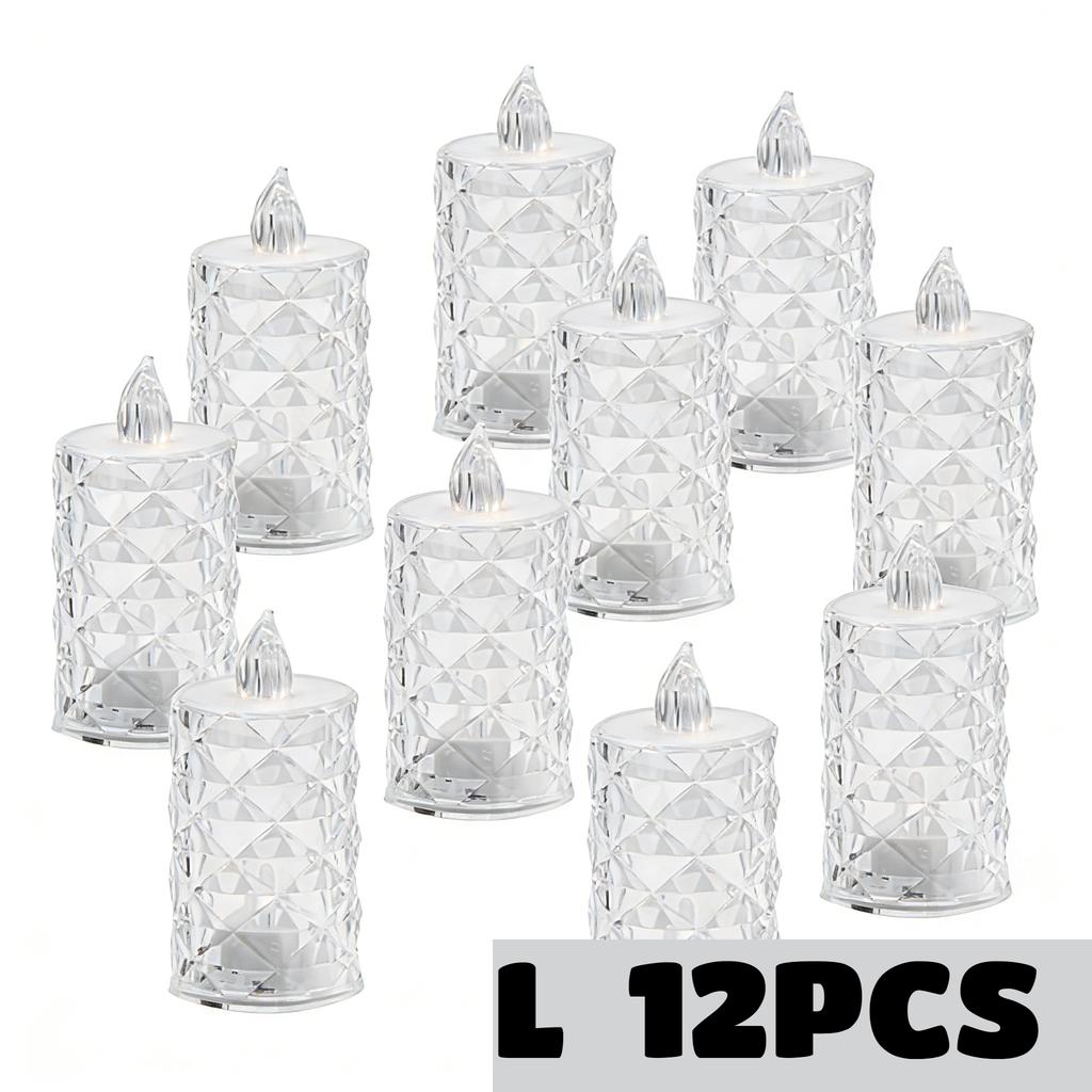 24PCS LED Flameless Candles Crystal Electronic Night Lamp for Date Party Valentine's Day Bedroom Wedding Christmas Decorations