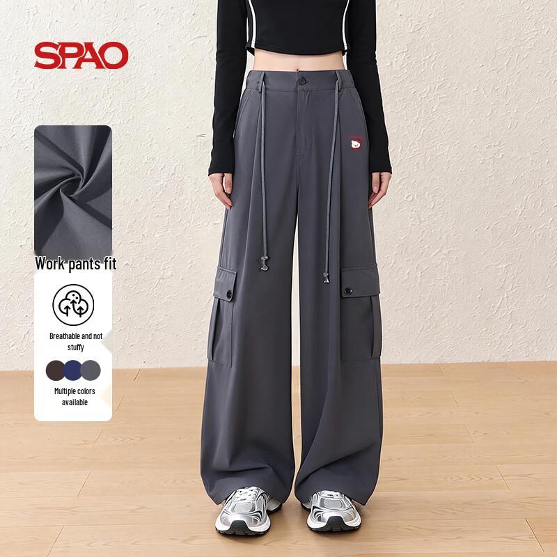 SPAO Women s Academy Style Dog Print High-Waist Cargo Pants M