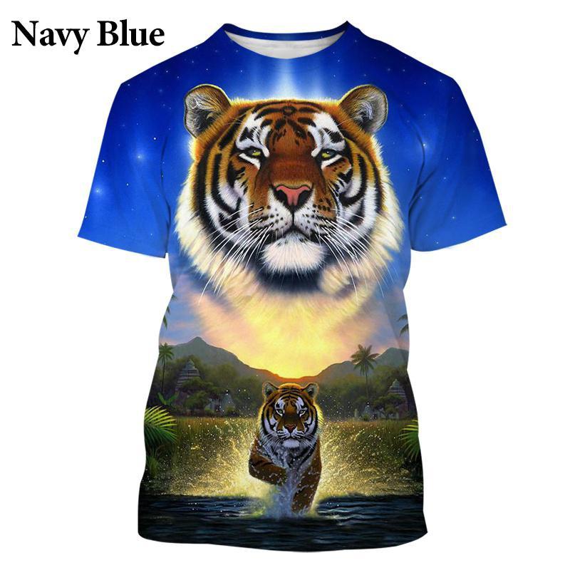 Tiger Graphic Wild Animals 3d Print Summer Men/Women O-Neck T-shirt Casual Short Sleeve Oversized T Shirt Fashion Men Clothing