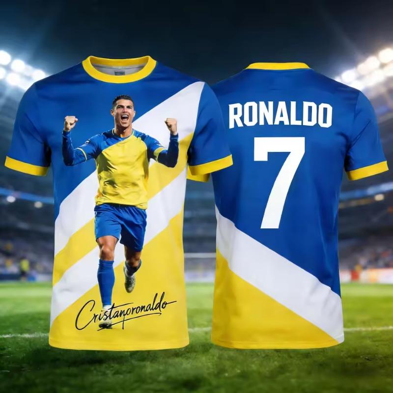 Ronaldo 7 Football Jersey 3D Print Sport Quick-dry Breathable Men T-Shirt Team Training Uniform Club Parent-child Short Sleeve